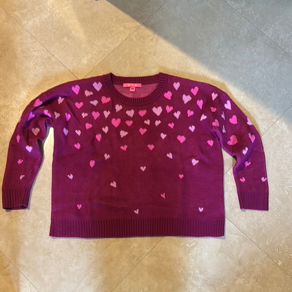 Lilly Pulitzer Elizabelle Sweater Mulberry Ombre Heart Jacquard #015104 Sz L